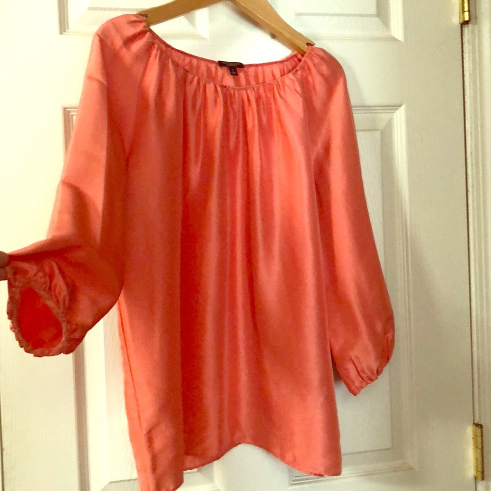 Orange silk shantung blouse